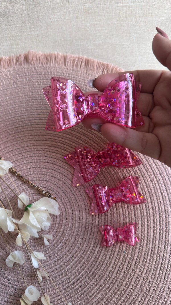 Laço Dobrado Cristal Rosa Pink Estrela - Imagem 2