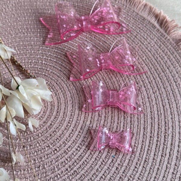 Laço Dobrado Cristal Rosa Candy Estrela