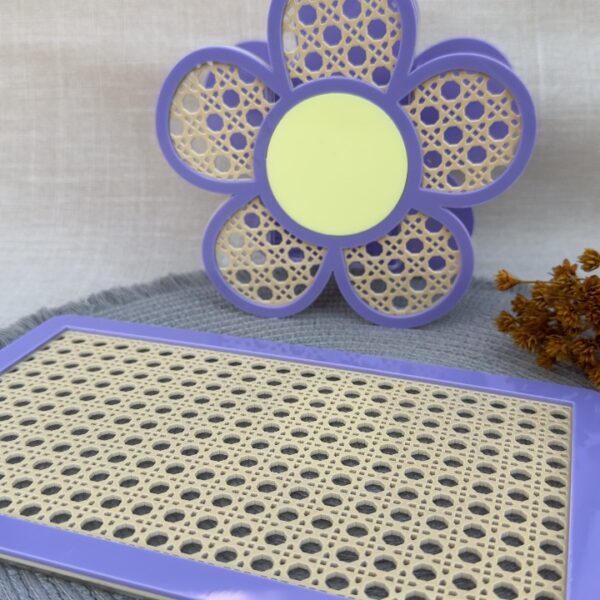Flor Porta Lápis e Bandeja Palha Indiana