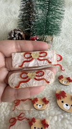 Hair Clip Laços com ursinha  - Natal 2025